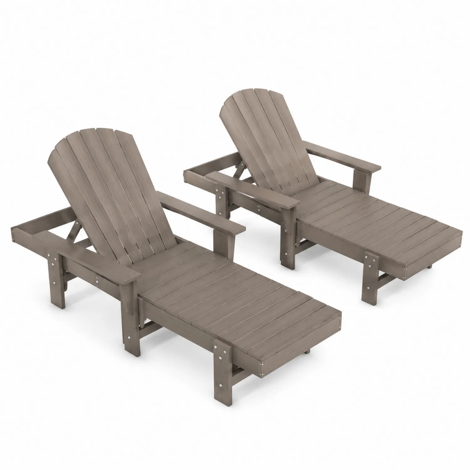 Set aus 2 verstellbaren Gartenliegen Holz Grau
