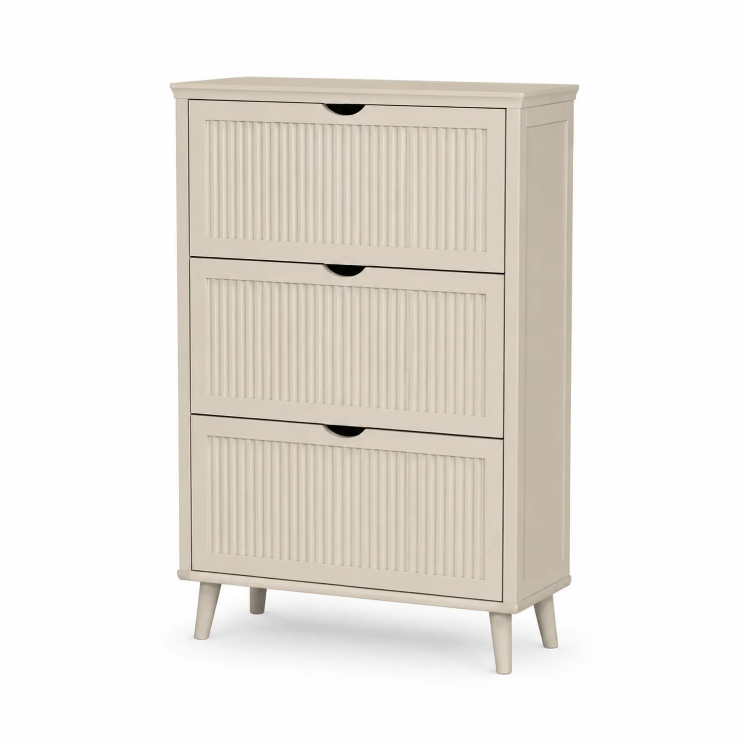 Schuhschrank aus MDF mit 3 Fächern in Beige