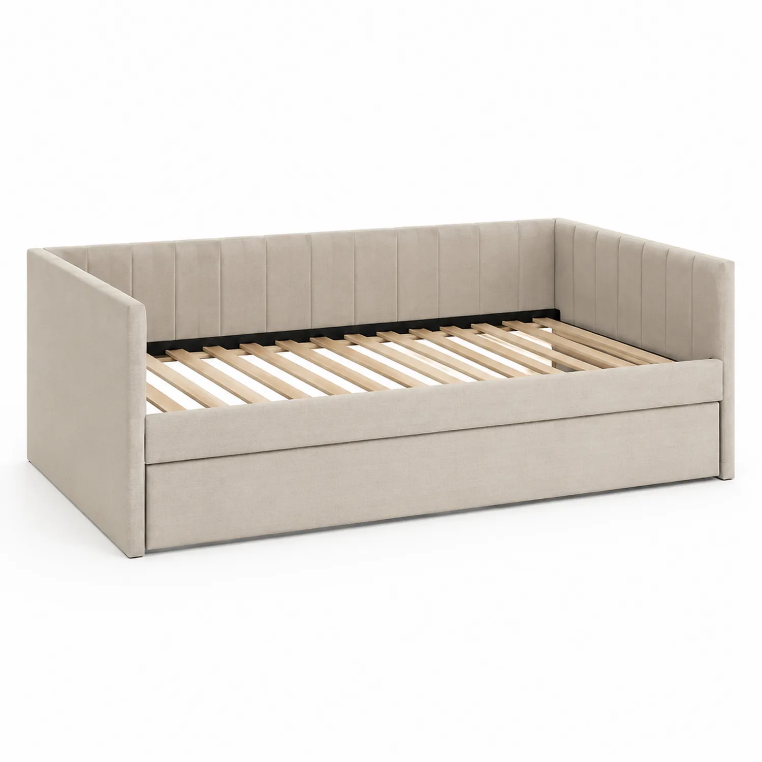 Tagesbett Stoff mit Lattenrost Beige 90x200 cm
