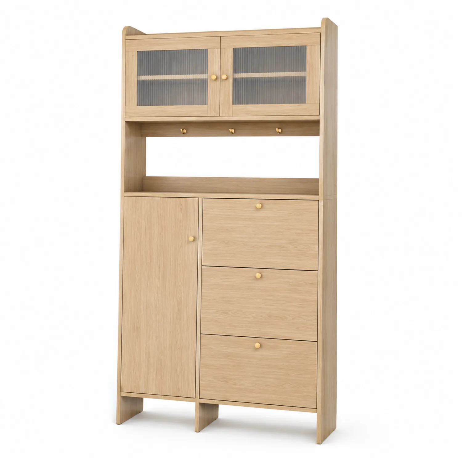 Garderobe aus Eichenholz mit geriffeltem Glas 200x100x35cm