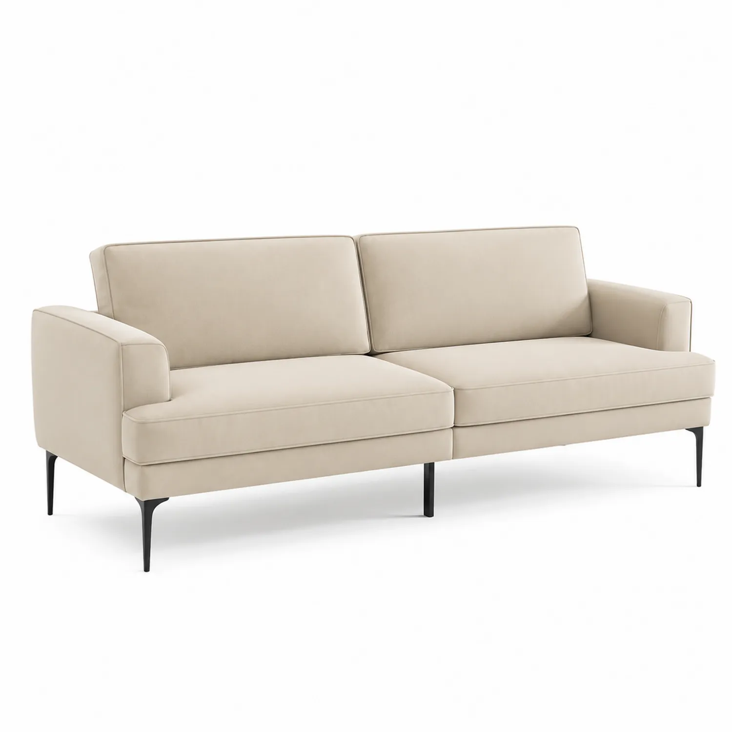 Dreisitzer Sofa in Beige Kunstleder
