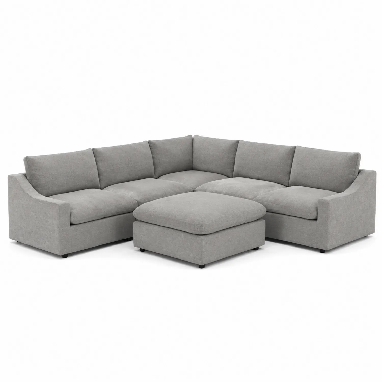 Modulares Ecksofa-Set aus Textil mit Ottomane 280x280x85cm Grau