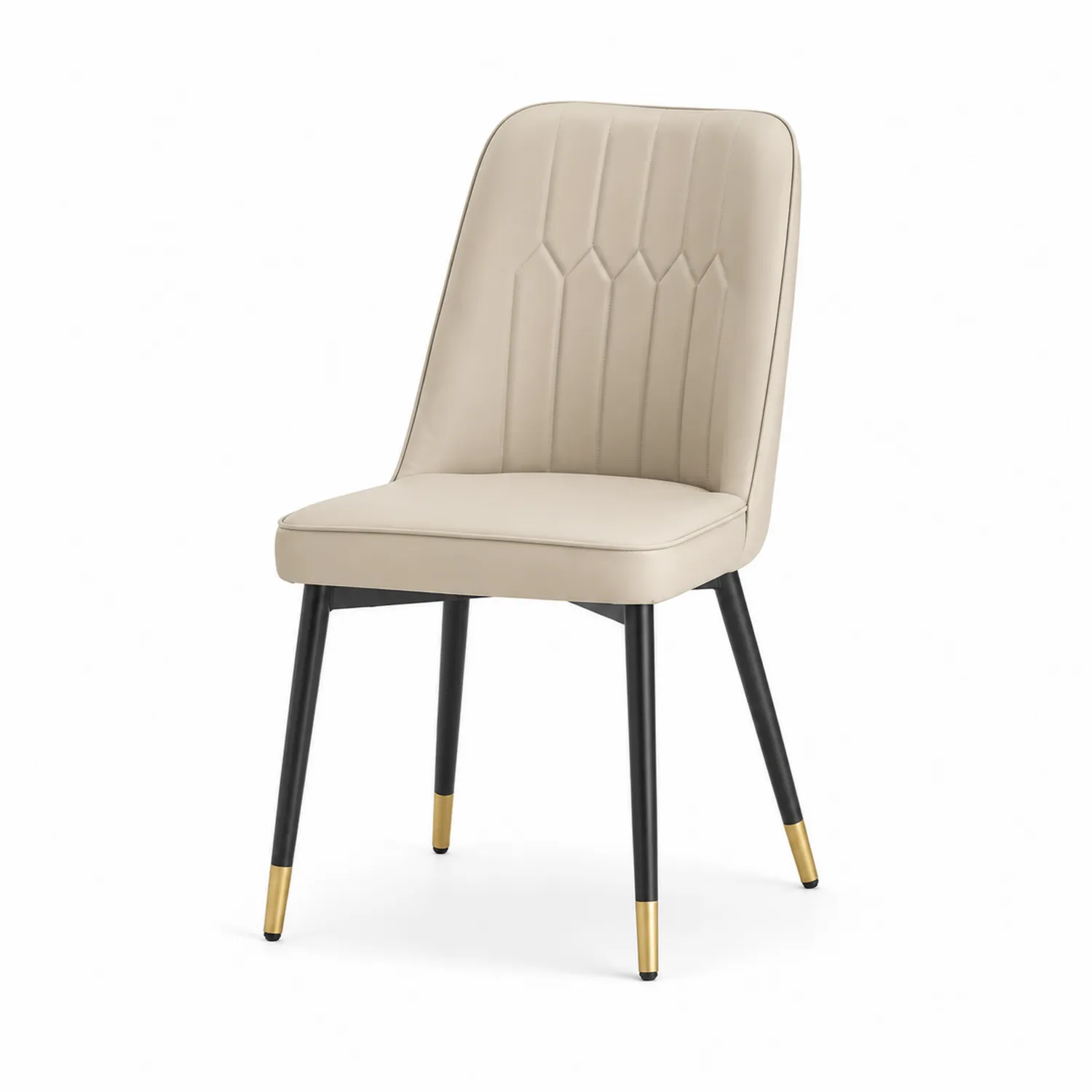 Esszimmerstuhl aus Kunstleder Beige mit Metallbeinen
