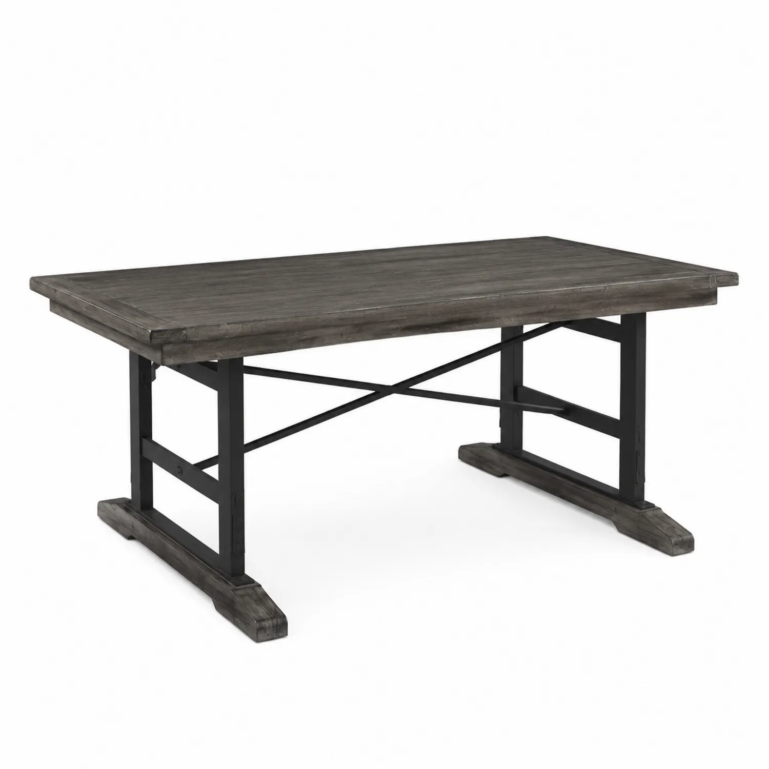 Rechteckiger Esstisch aus Holz und Metall 200x100x76 cm Grau/Anthrazit