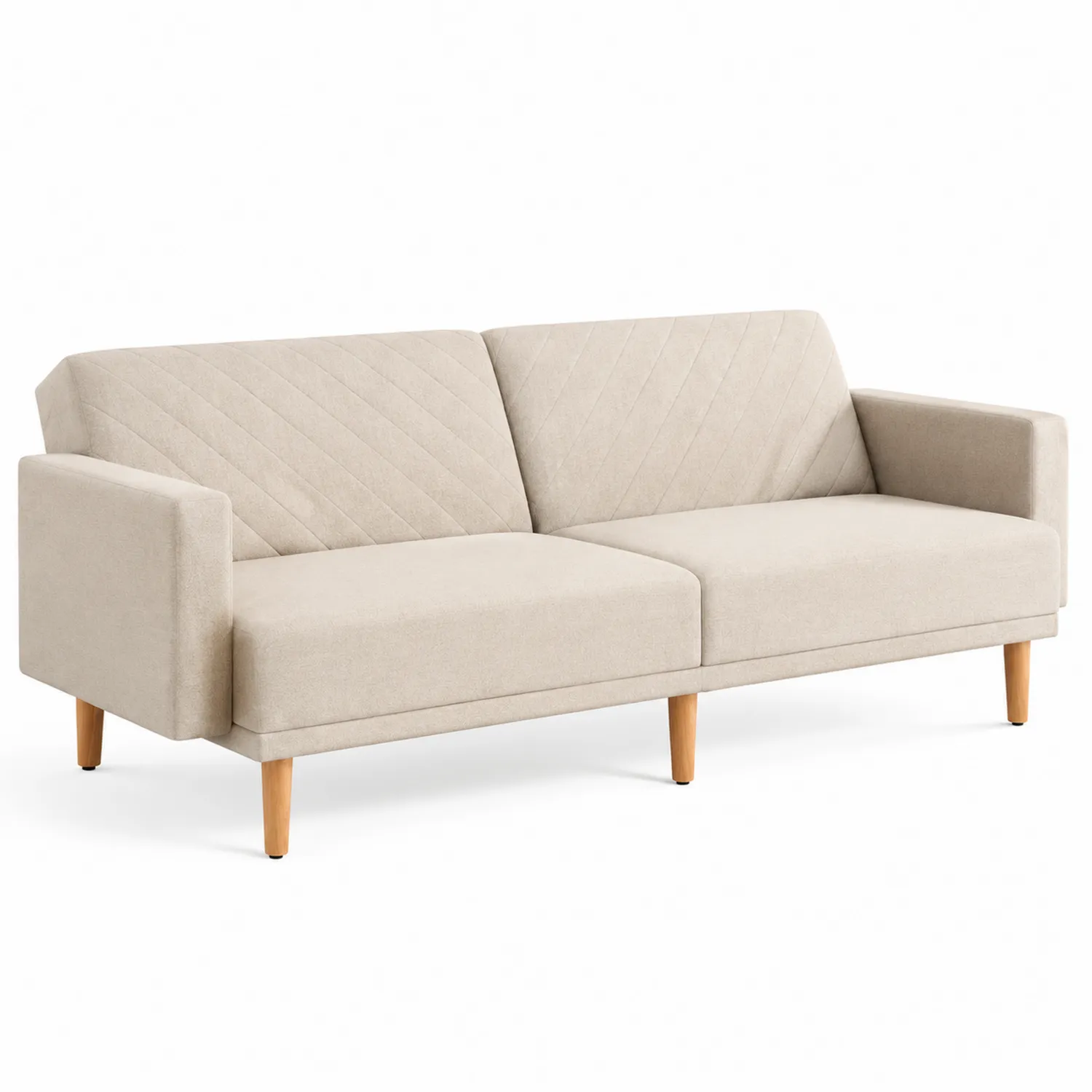 Sofa aus Polyester mit Holzbeinen Beige