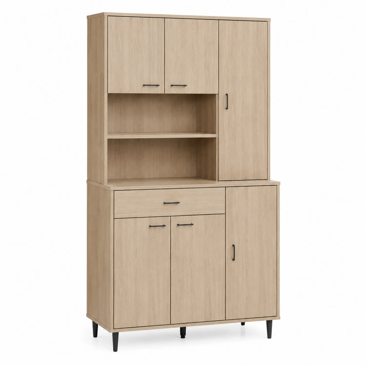 Buffetschrank MDF mit Holzfurnier 4 Türen 1 Schublade Eiche 180x90x40 cm