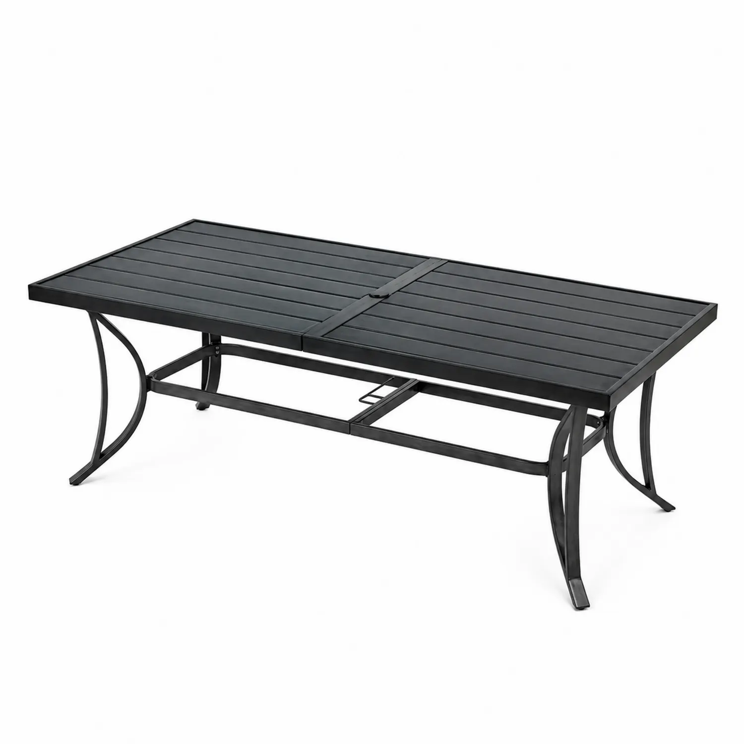 Rechteckiger Gartentisch aus Metall 200x100x75 cm Schwarz
