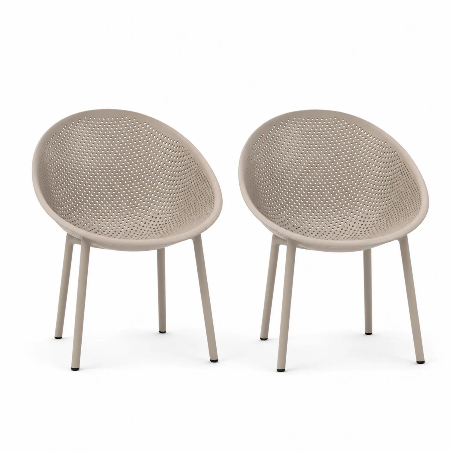 2er Set Stühle aus Kunststoff, Beige