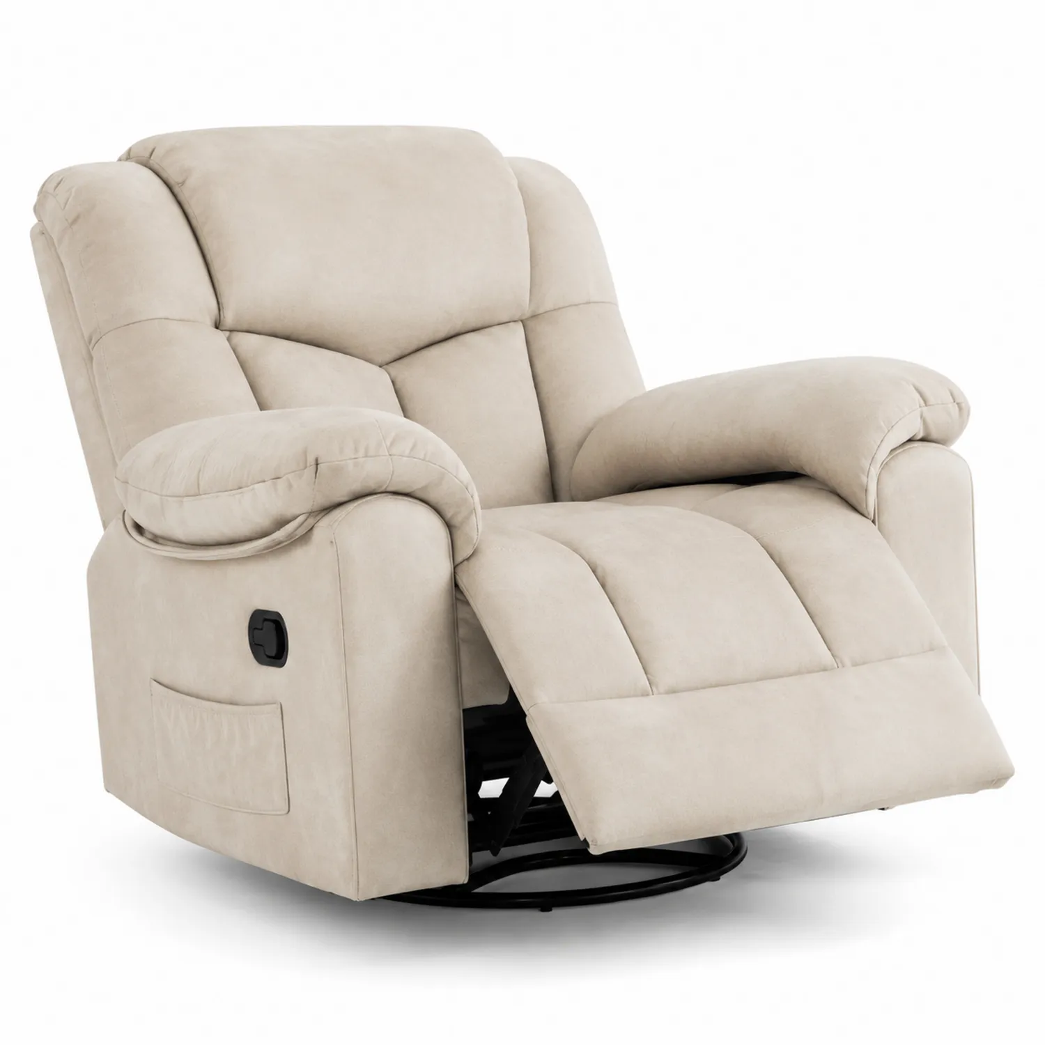 Liegestuhl aus Mikrofaser Beige mit Metallrahmen