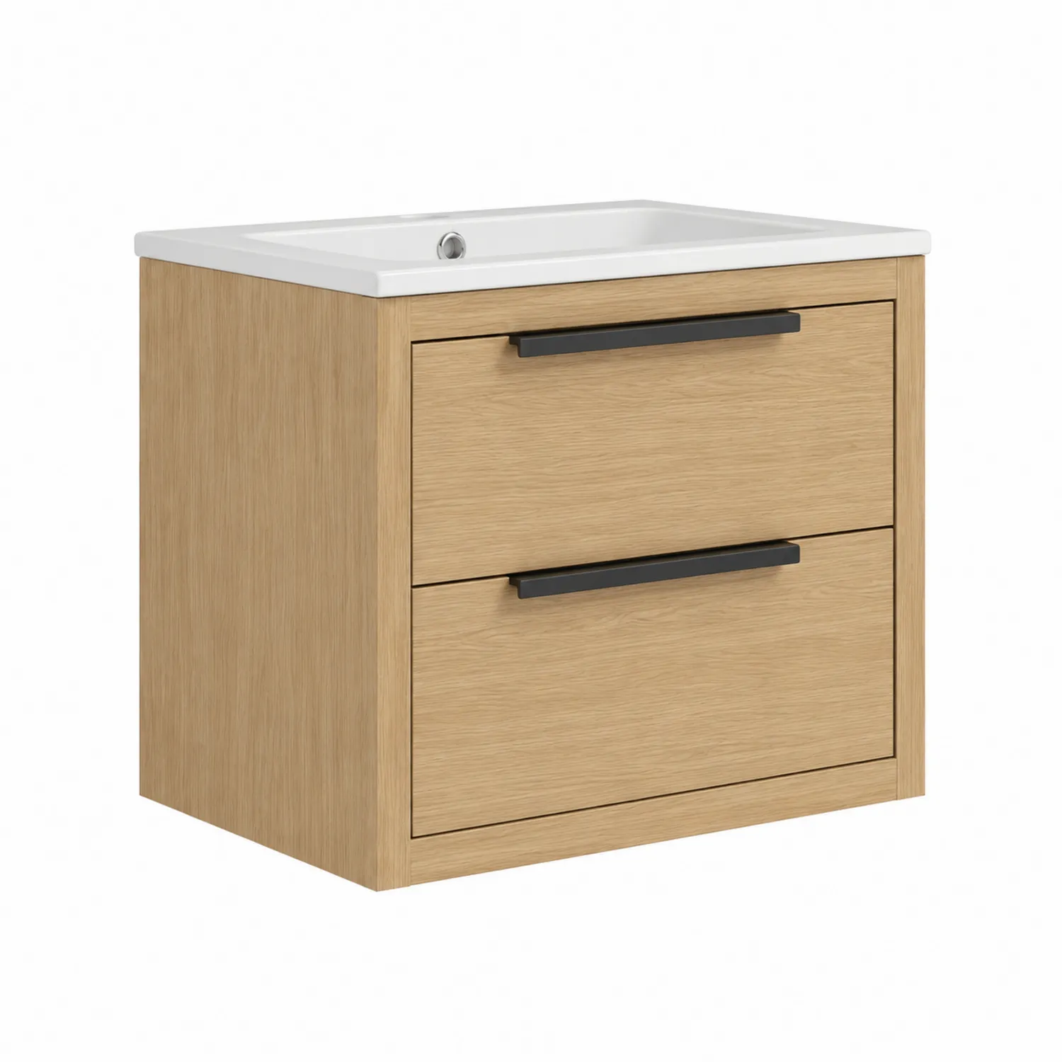 Waschtischunterschrank Eiche mit Keramikbecken 60cm