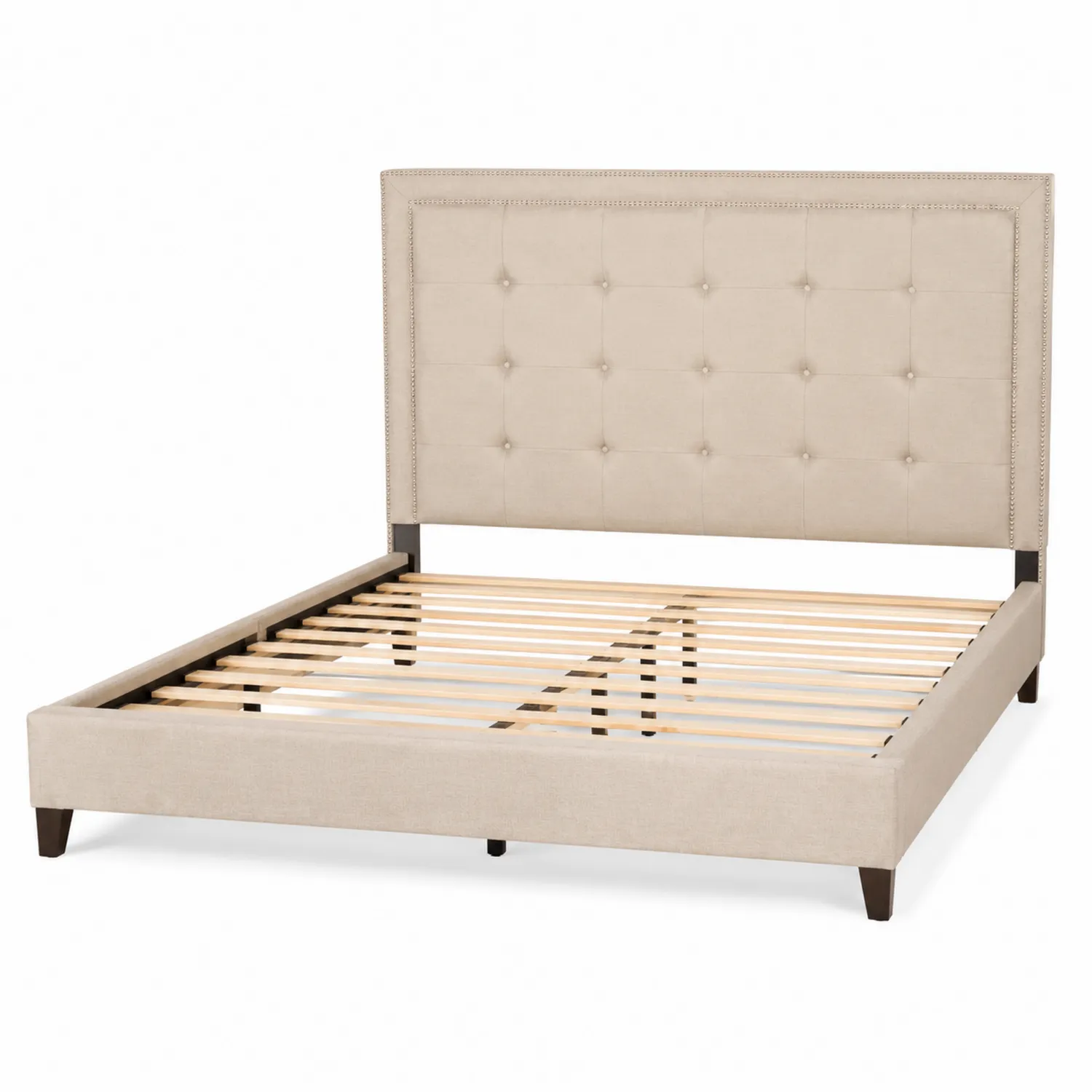 Polsterbett Leinen mit Kiefernholz Beige 200x160 cm