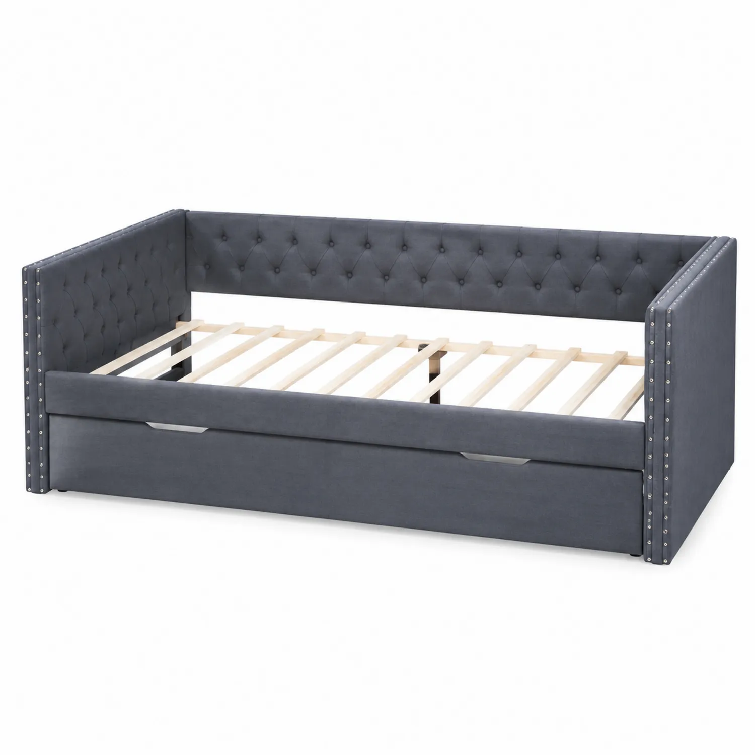 Tagesbett aus Stoff mit Stauraum 200x90 cm Grau