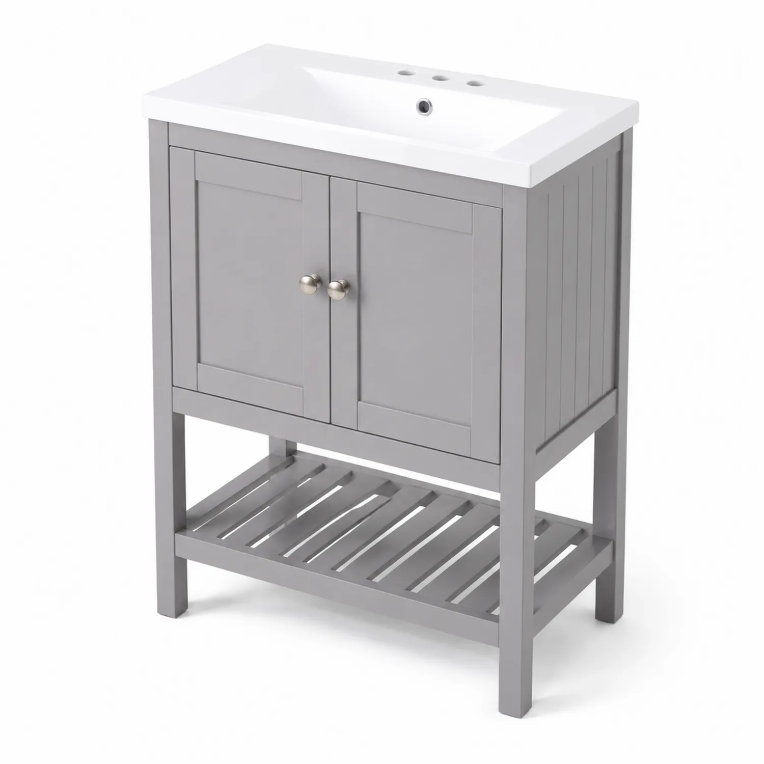Grau MDF Waschtisch mit Keramik Waschbecken