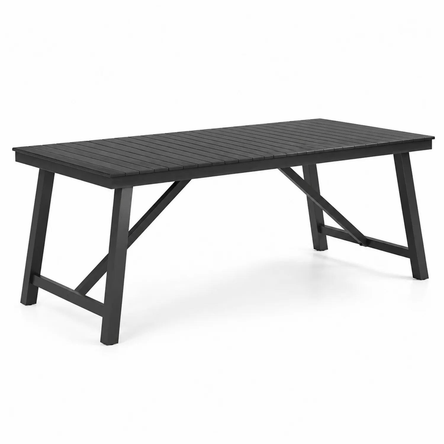 Aluminium Garten-Esstisch Rechteckig Schwarz
