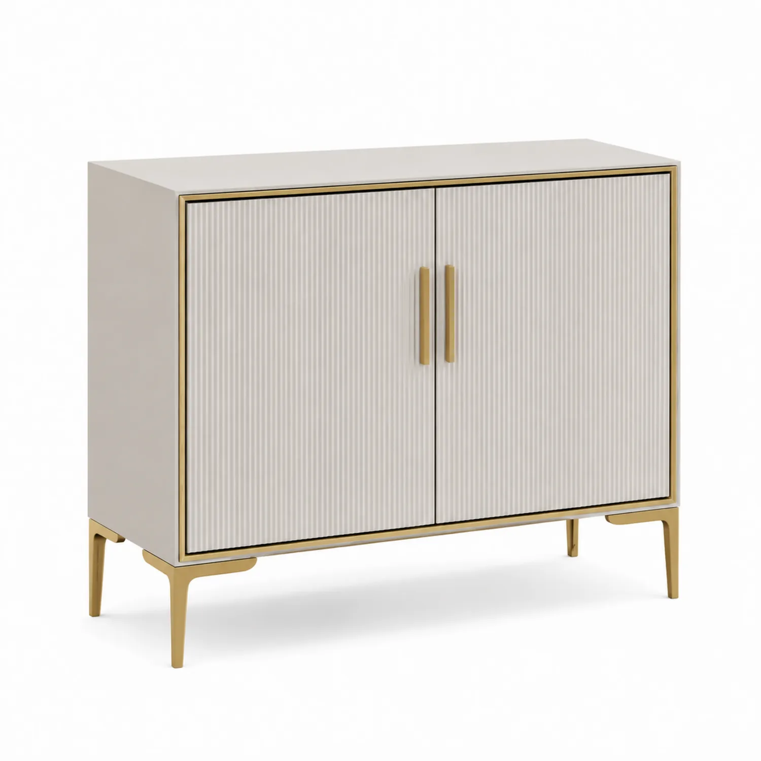 Sideboard MDF und Stahl 100x40x85 cm Beige/Gold