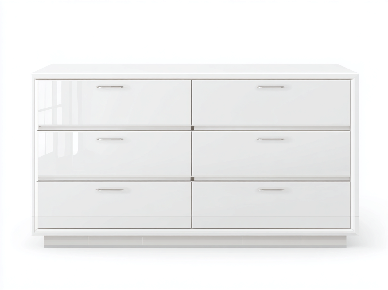 Kommode mit Schubladen-Holz-MDF-Metall-160 x 48 x 78 cm-Weiß-Hochglanz-Modernes Design-Zilaidecor