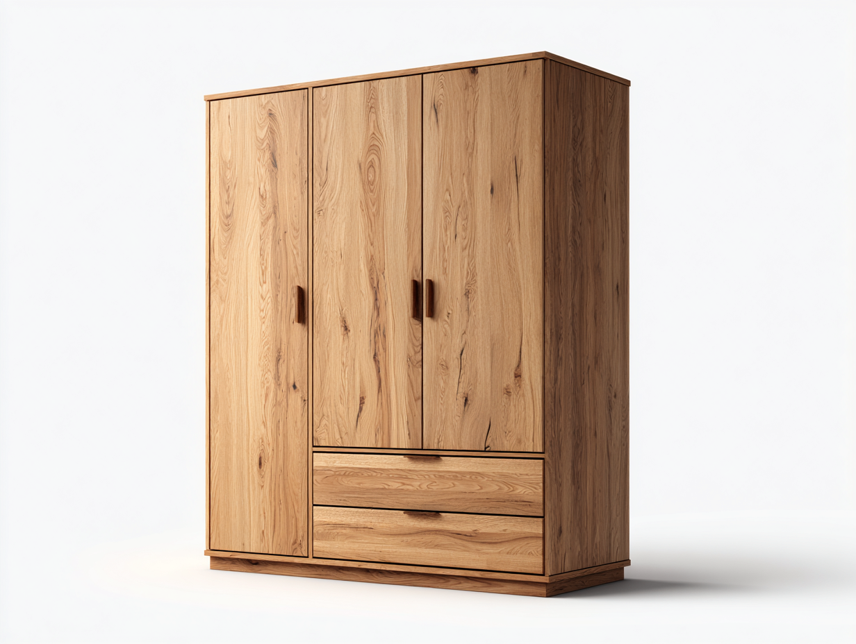 Kleiderschrank-Holz-159 x 62 x 187 cm-Naturfarben-Modernes Design-Zilaidecor
