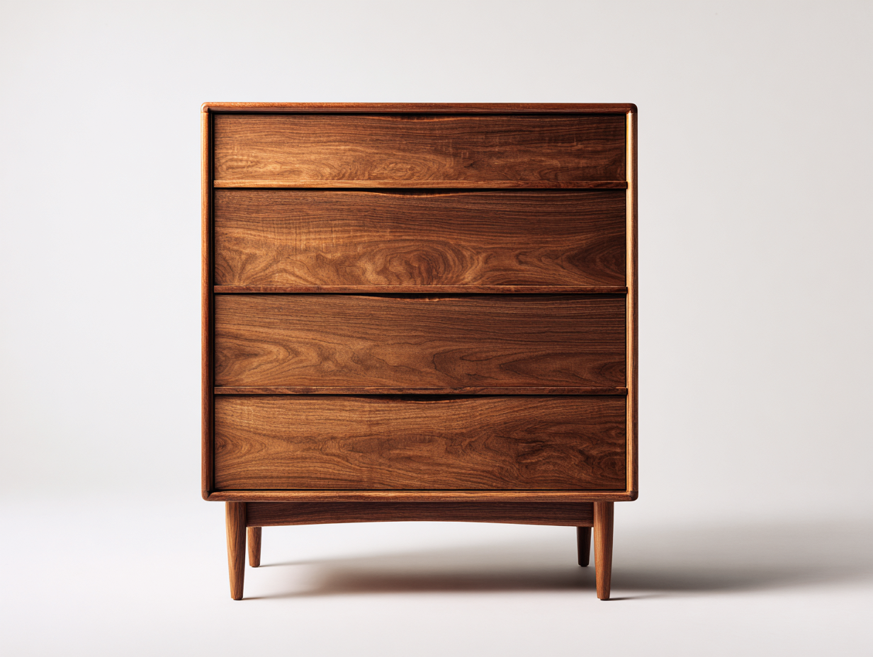 Kommode mit Schubladen-Holz-82 x 40 x 95 cm-Walnussbraun-Mid-Century-Stil-Zilaidecor