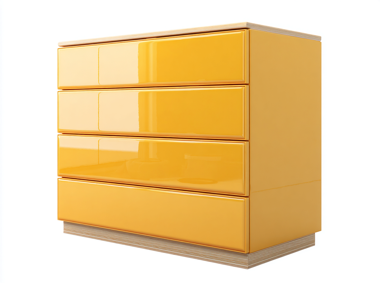 Kommode mit Schubladen-Holz-MDF-90 x 45 x 85 cm-Gelb-Hochglanz-Modernes Design-Zilaidecor