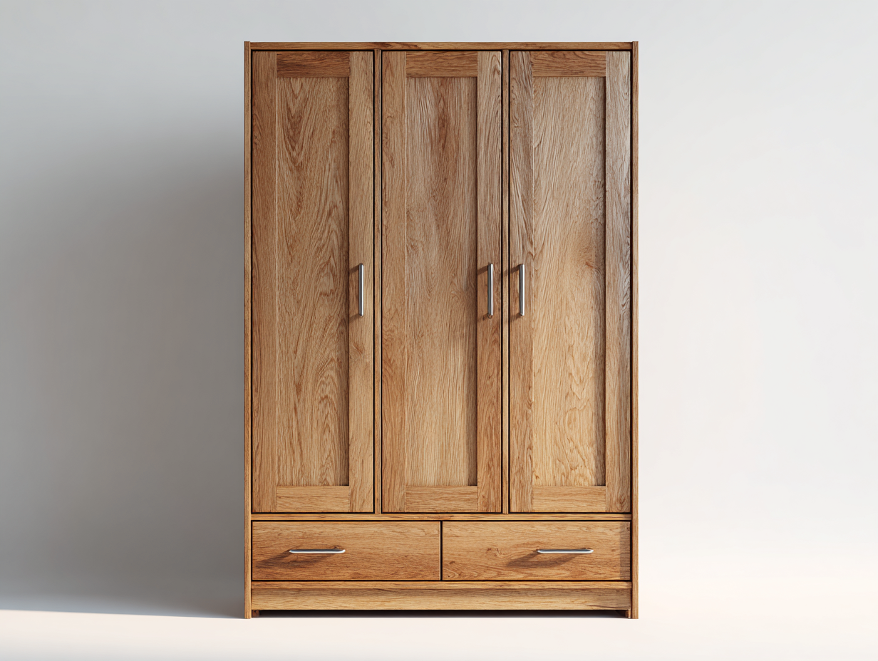 Kleiderschrank-Holz-154 x 64 x 191 cm-Naturfarben-Modernes Design-Zilaidecor