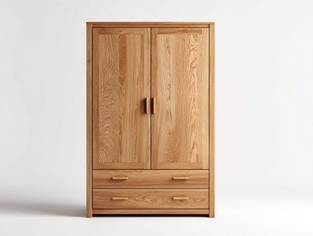Kleiderschrank-Holz-112 x 60 x 178 cm-Naturfarben-Modernes Design-Zilaidecor