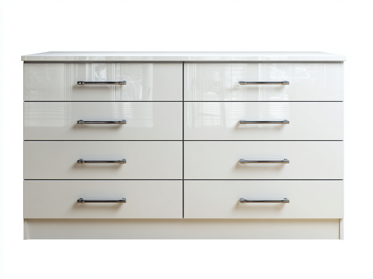 Kommode mit Schubladen-MDF-Metall-130 x 46 x 82 cm-Weiß-Moderner Stil-Zilaidecor