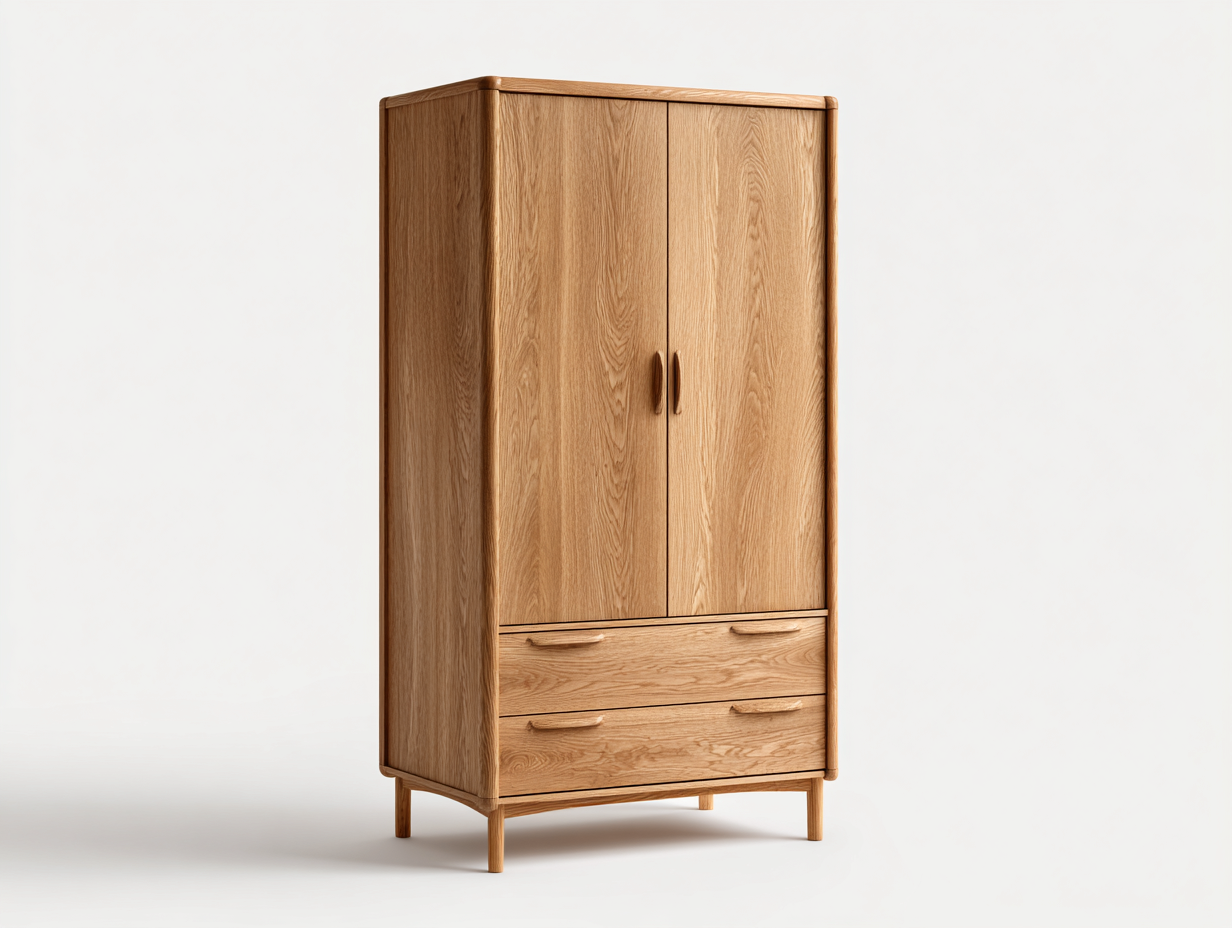 Kleiderschrank-Holz-108 x 58 x 182 cm-Naturfarben-Skandinavischer Stil-Zilaidecor