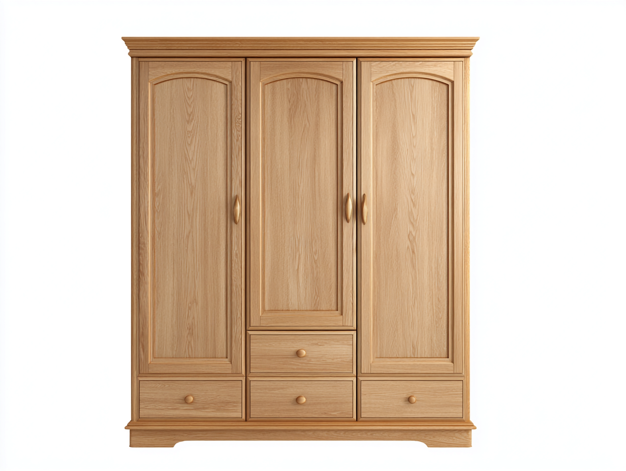 Kleiderschrank-Holz-168 x 68 x 198 cm-Naturfarben-Landhausstil-Zilaidecor