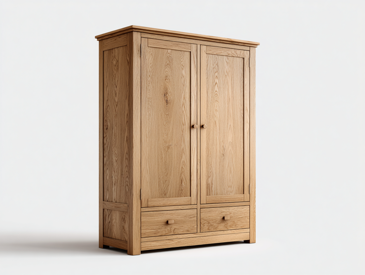 Kleiderschrank-Holz-120 x 62 x 185 cm-Naturfarben-Landhausstil-Zilaidecor