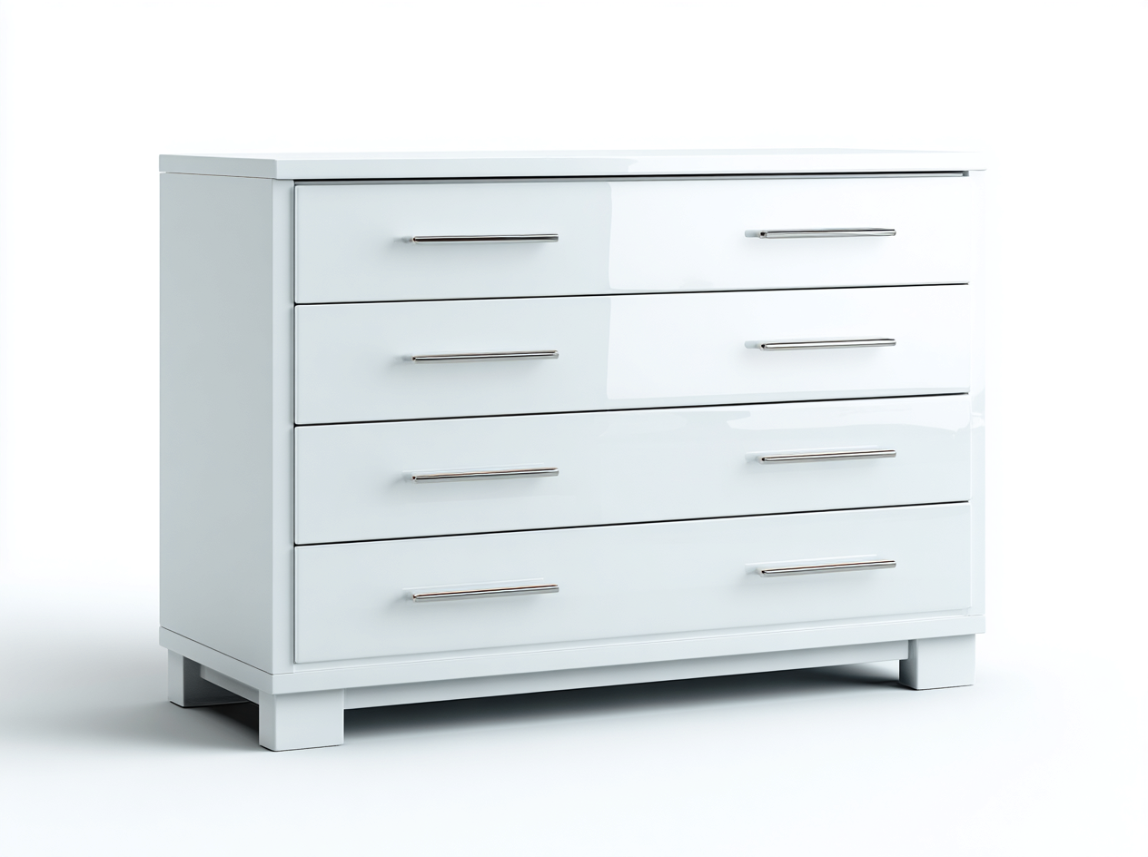 Kommode mit Schubladen-MDF-Metall-122 x 44 x 80 cm-Weiß-Moderner Stil-Zilaidecor