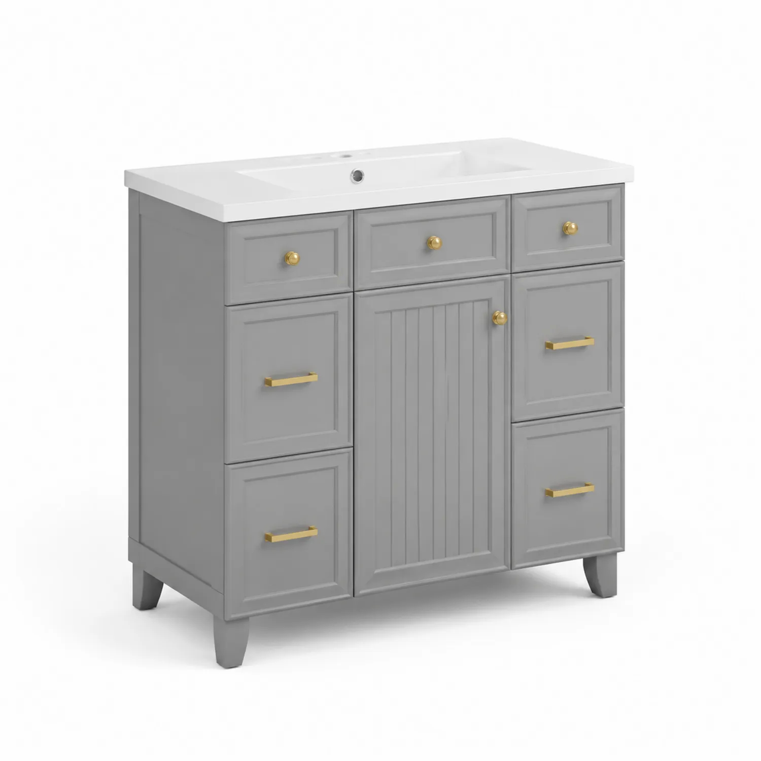 Mobile lavabo in legno grigio con lavabo in ceramica