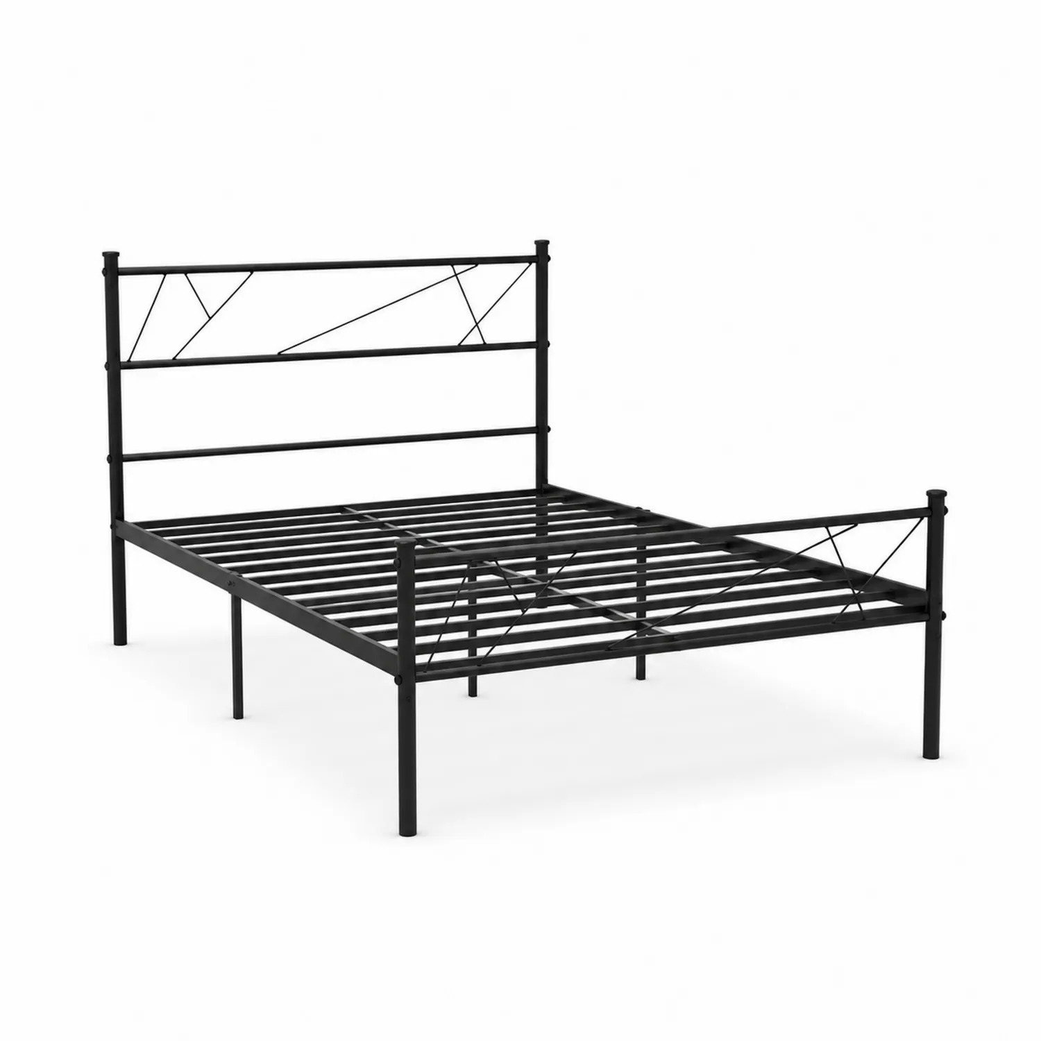 Letto in metallo nero con testiera e pediera