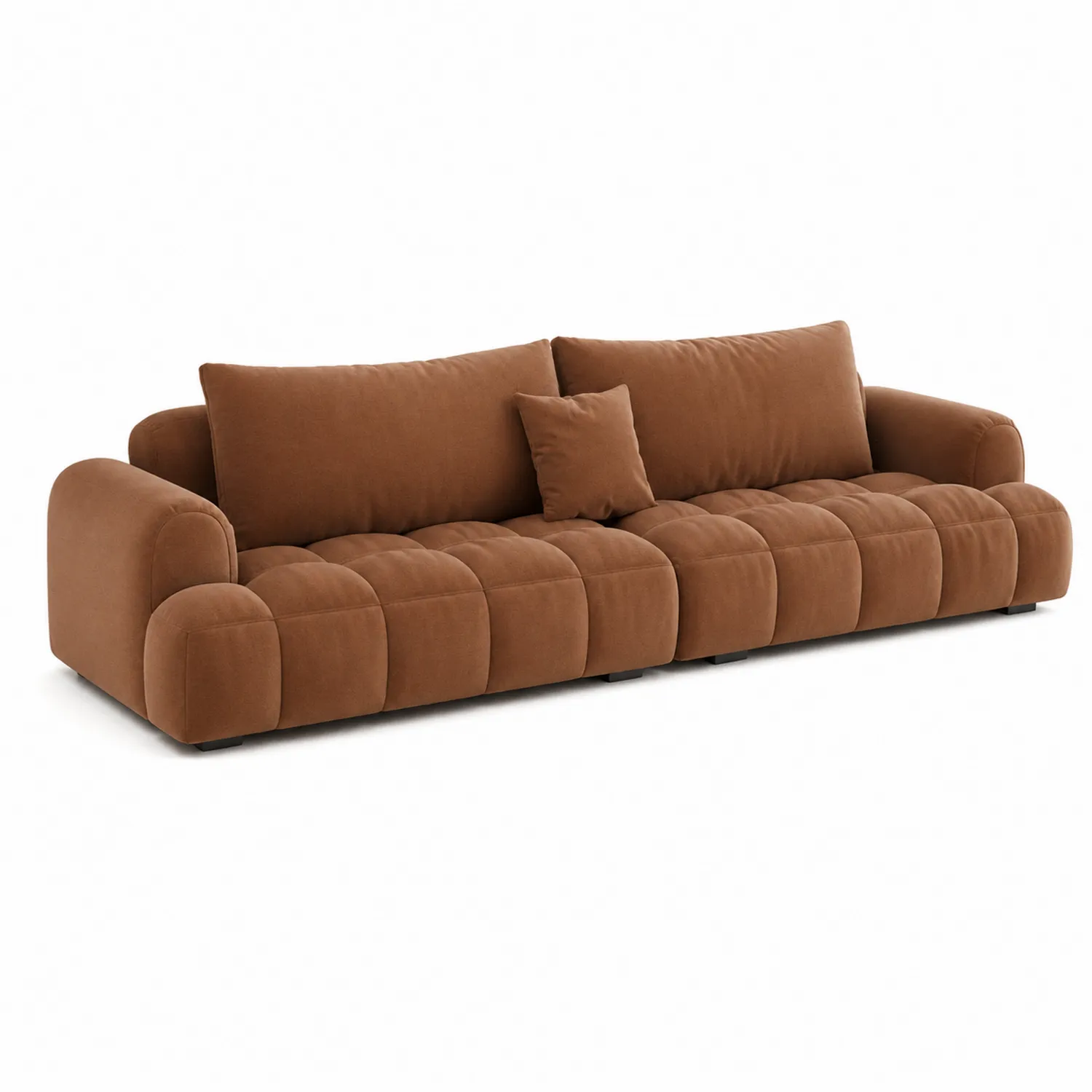 Divano Grande in Tessuto Marrone 300 cm