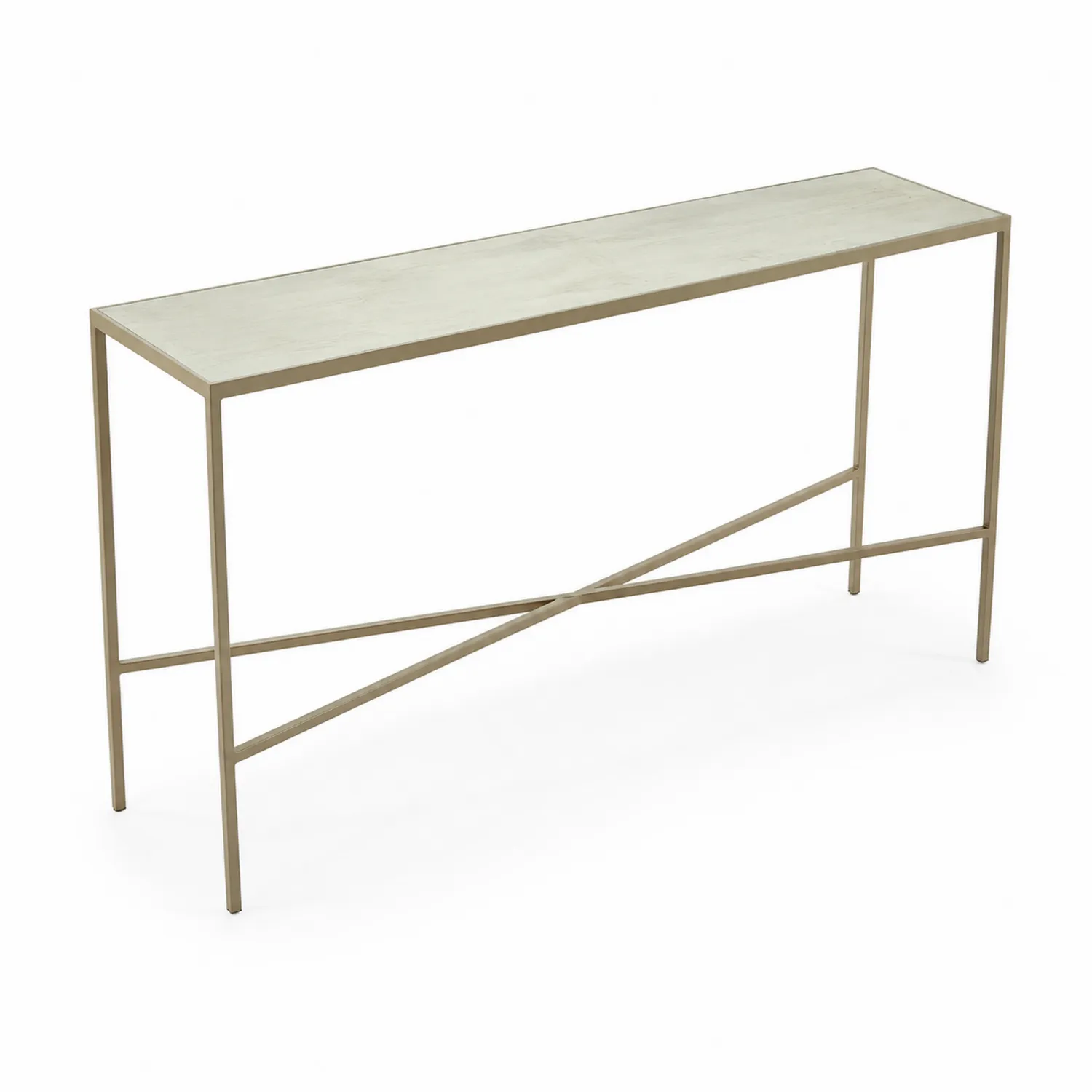 Consolle Rettangolare in Metallo Acciaio Beige 120 cm