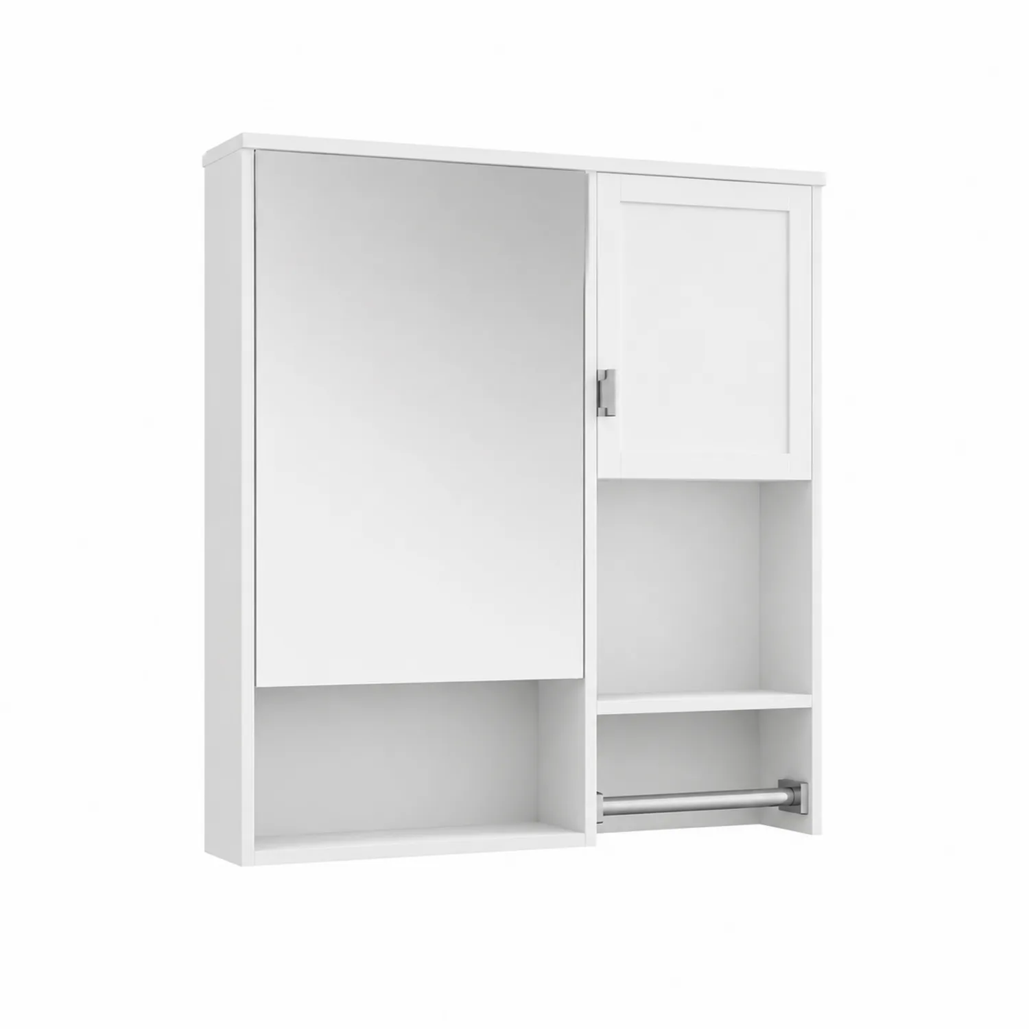 Armadietto da Parete Bagno con Specchio in MDF Bianco