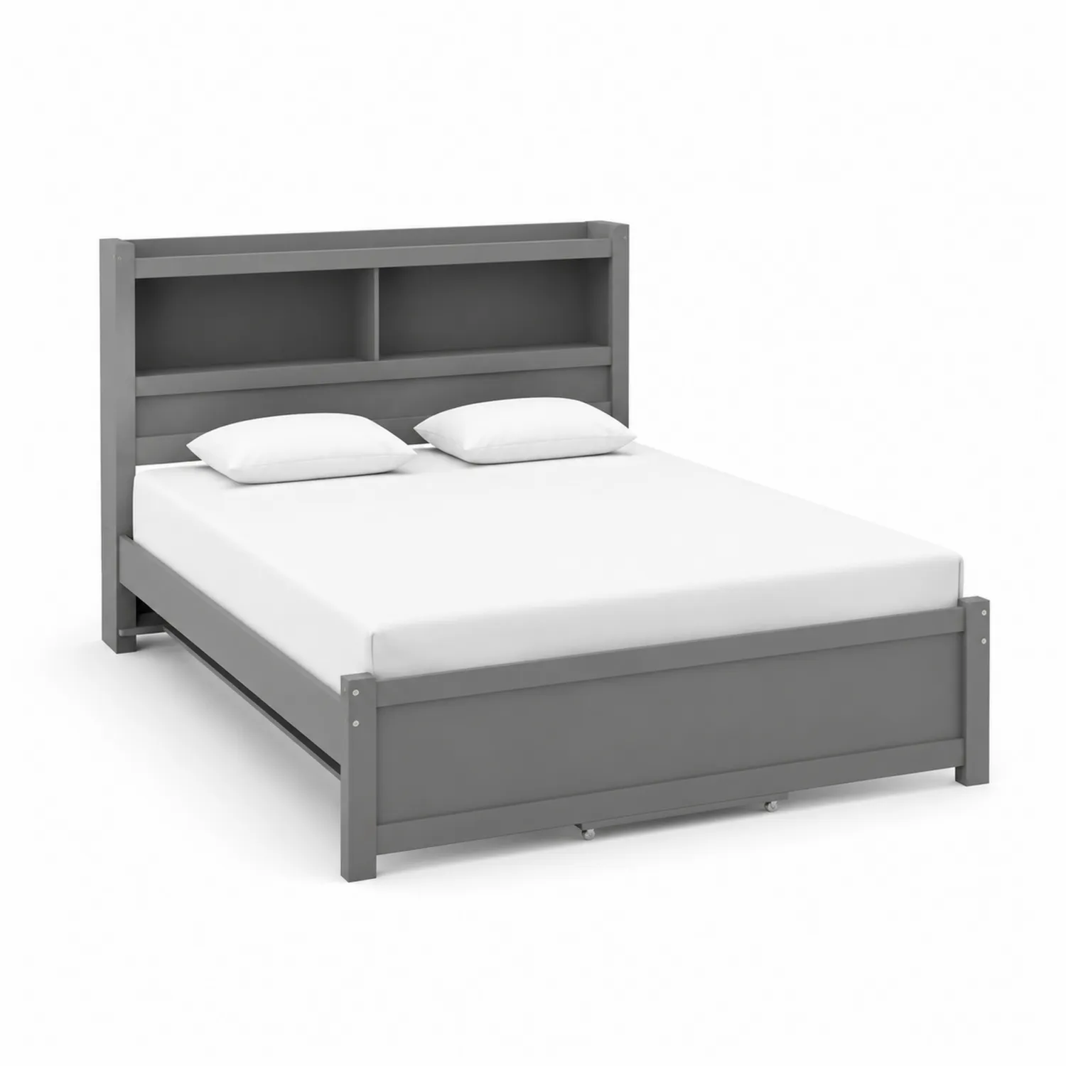 Letto matrimoniale con testiera in legno grigio 160x200 cm