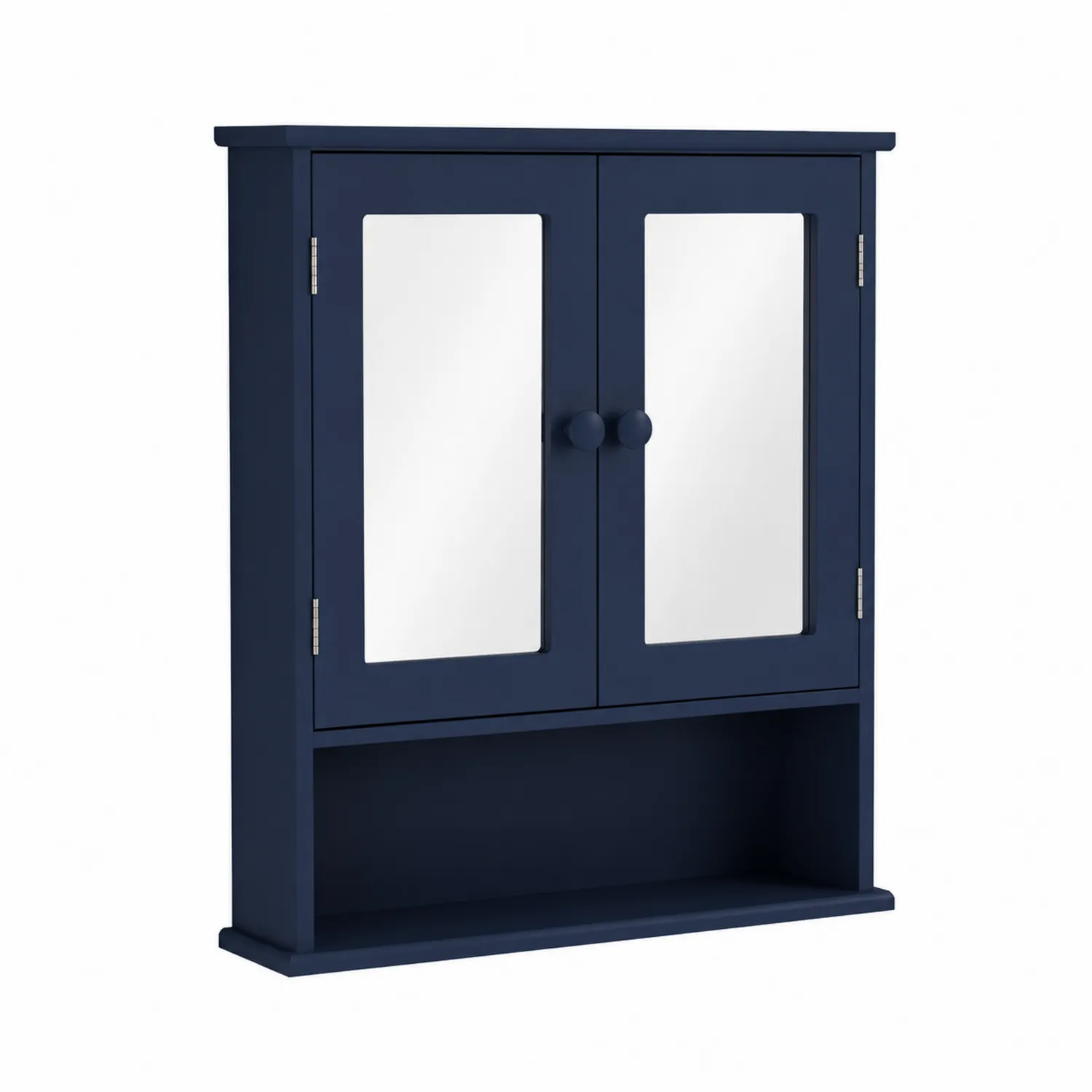 Armadio da Bagno a Specchio in Legno MDF con Ante a Specchio Blu