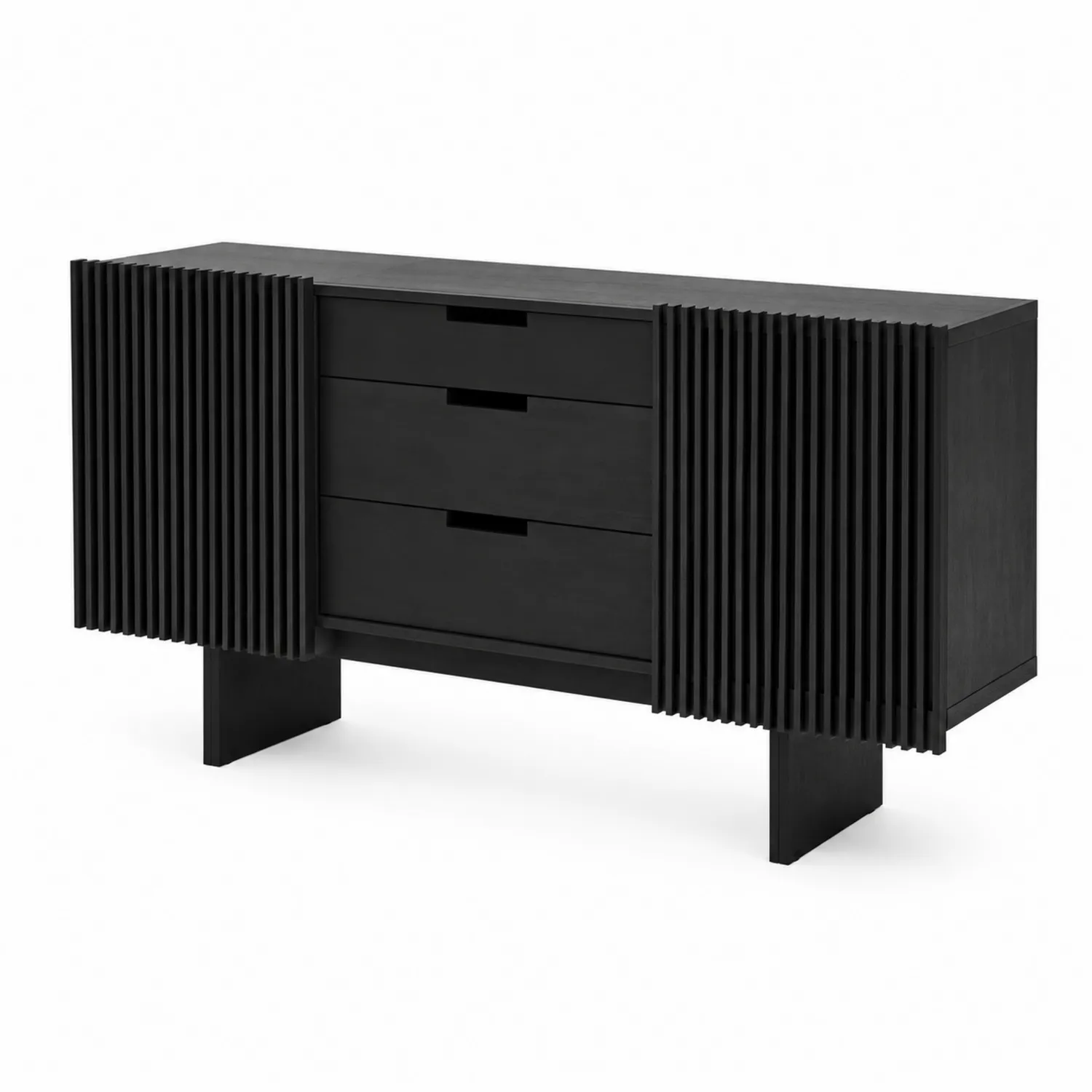 Credenza in legno nero con cassetti e ante