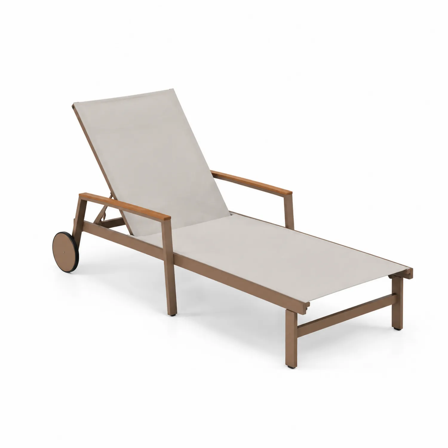 Sdraio da Giardino in Alluminio e Legno con Tessuto