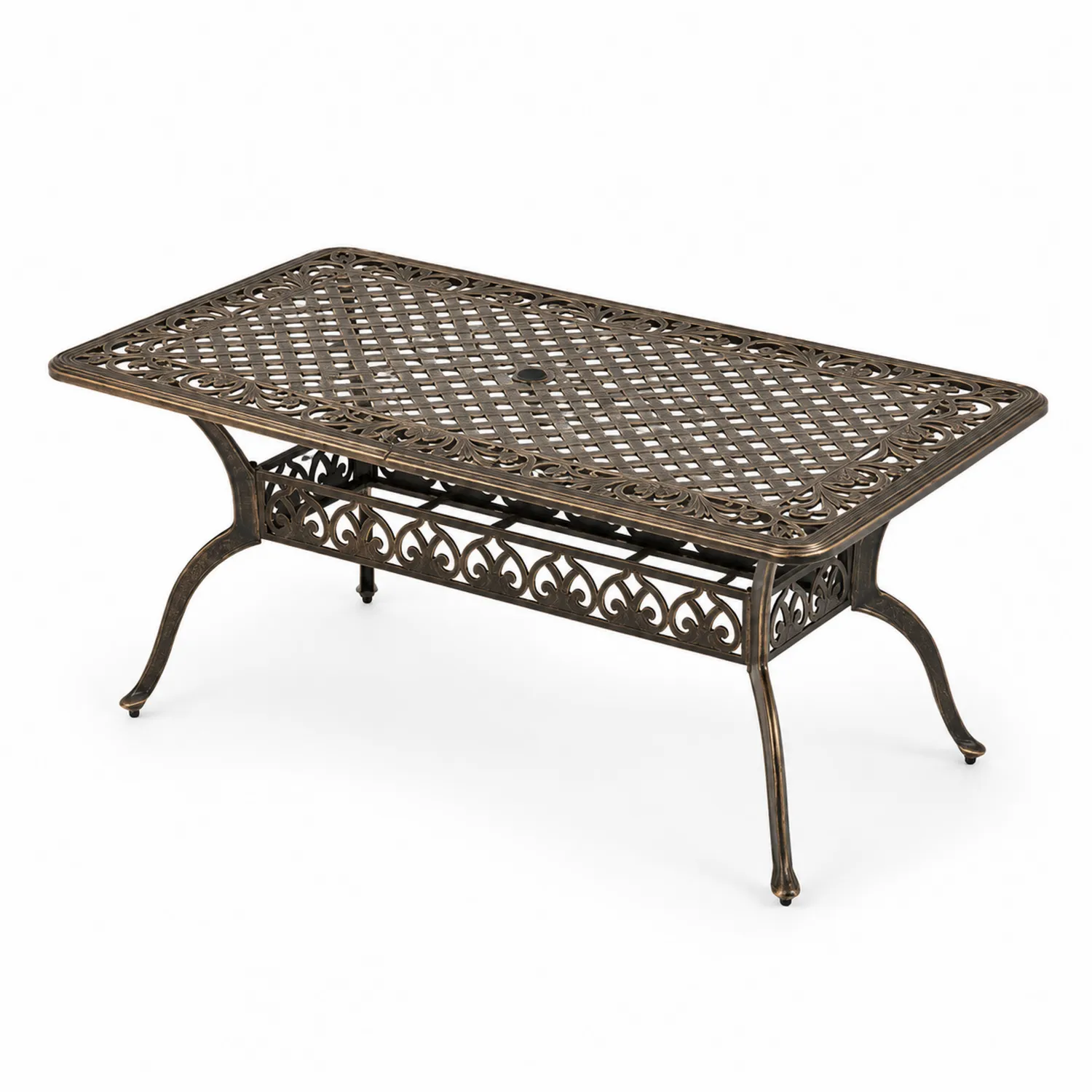 Tavolo da giardino in alluminio traforato bronzo 150 cm