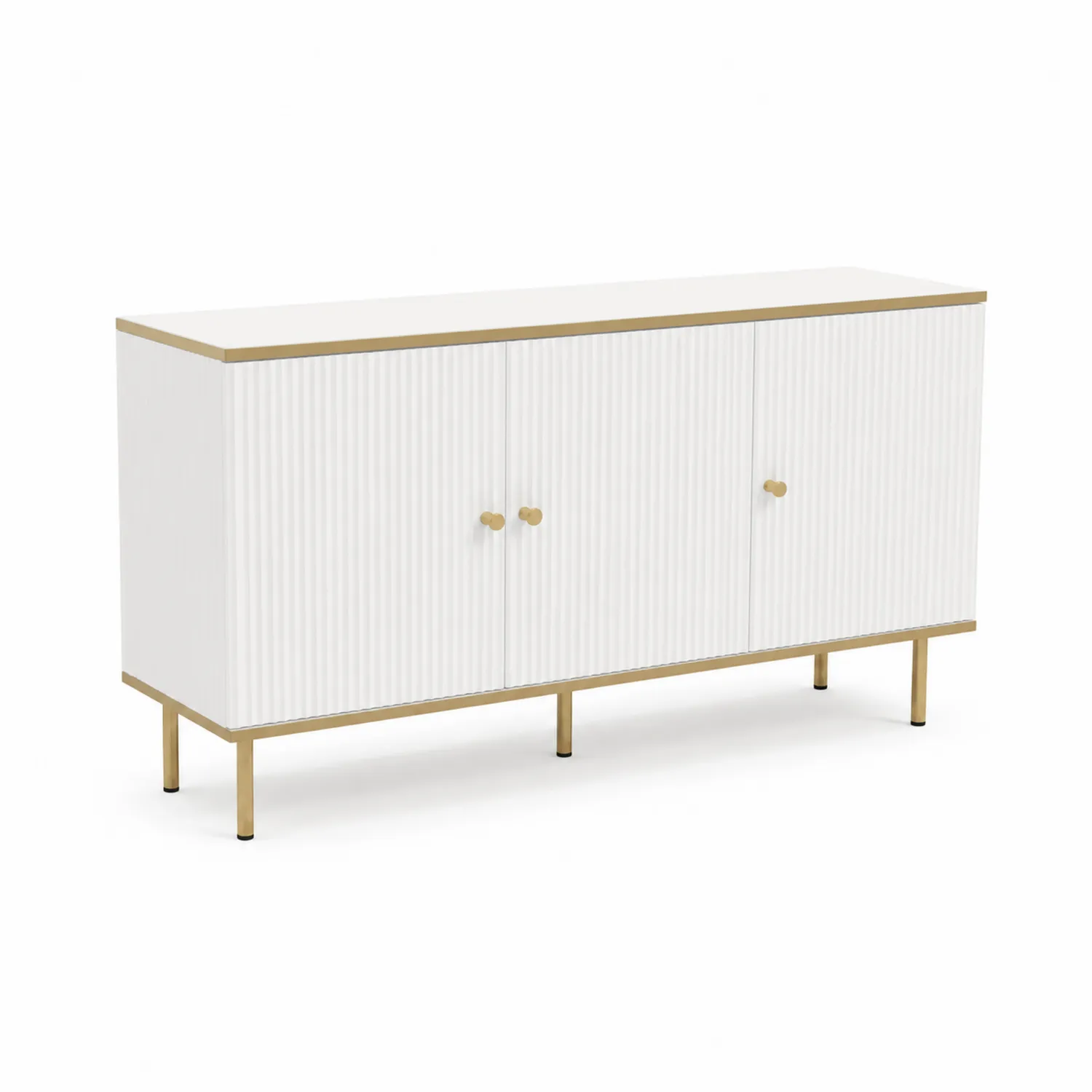 Credenza in Legno MDF e Metallo Bianco Oro