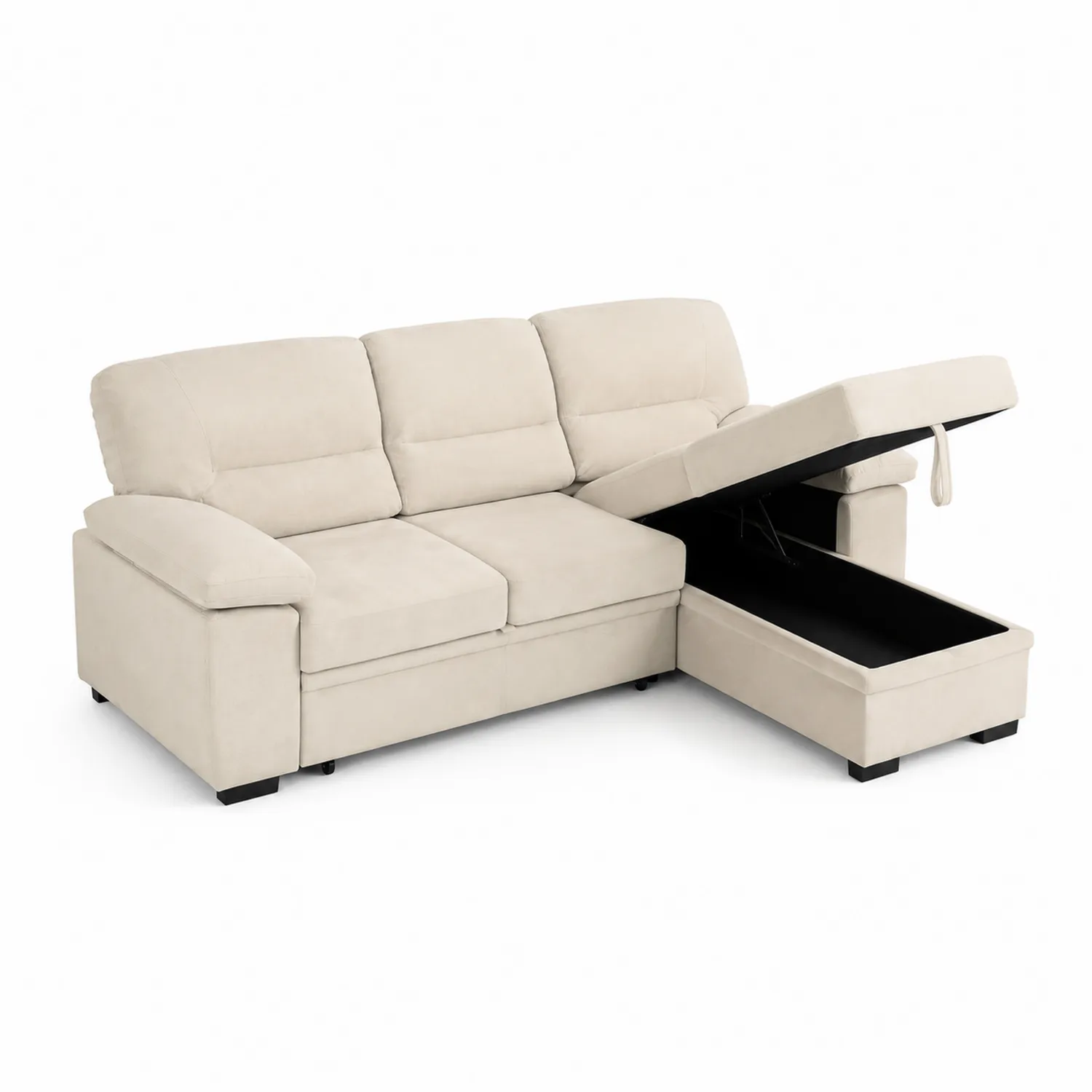 Divano in microfibra con contenitore angolare Beige