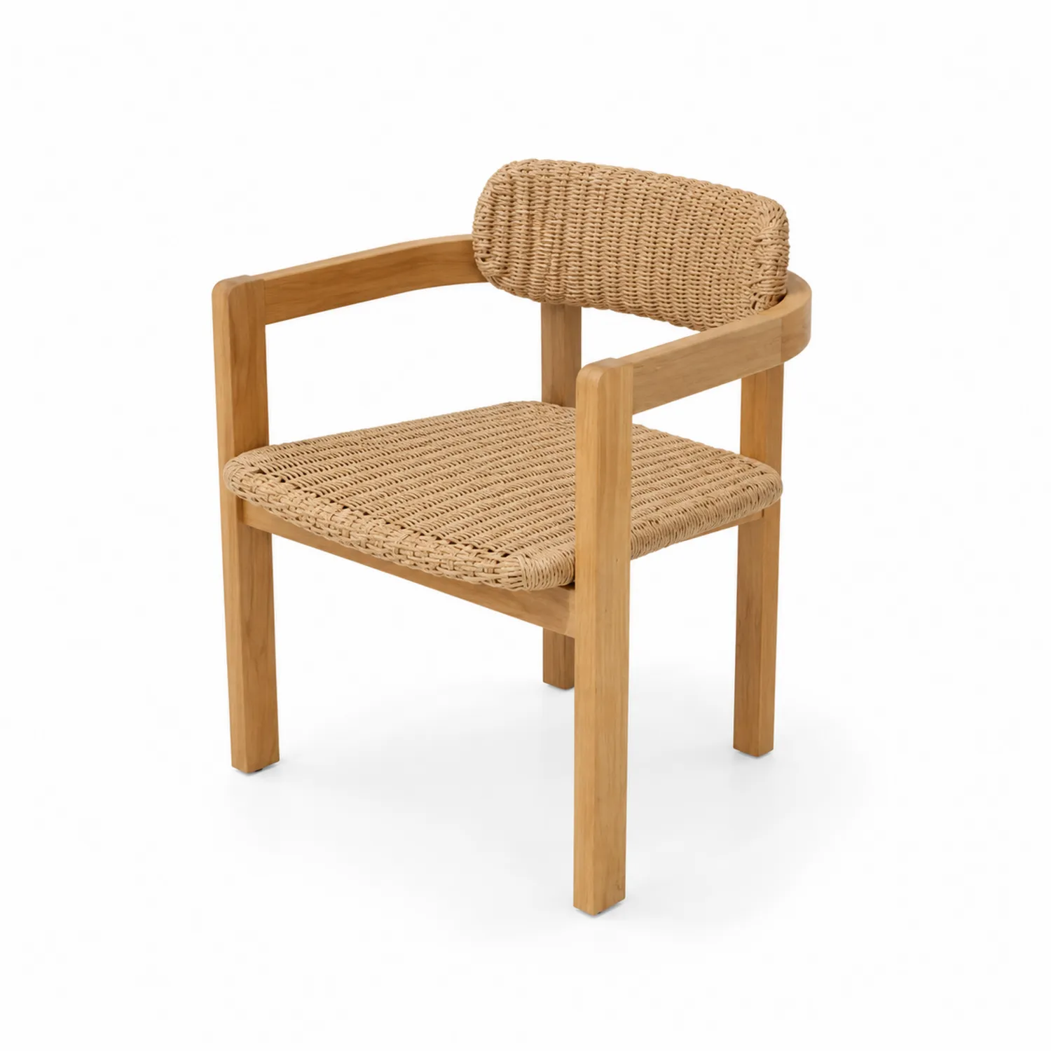 Sedia da giardino in legno e rattan naturale