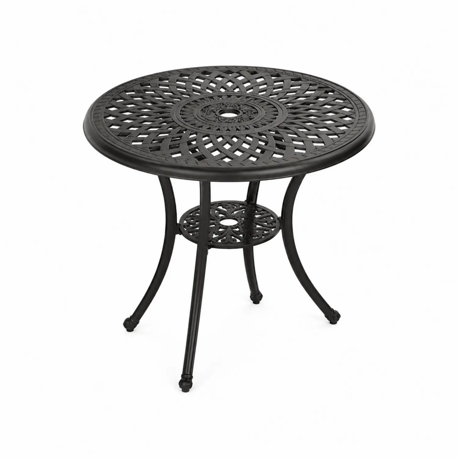 Tavolo rotondo da esterno in alluminio pressofuso Nero
