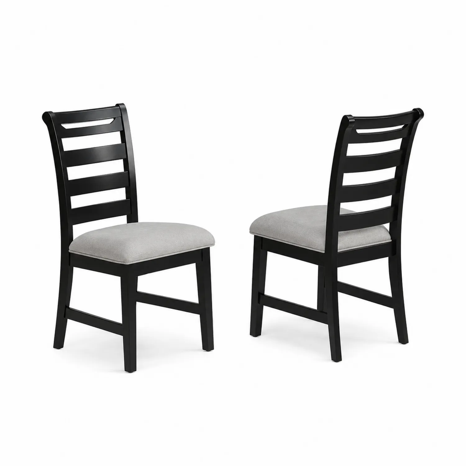 Set di Sedie da Pranzo in Legno e Tessuto Grigio