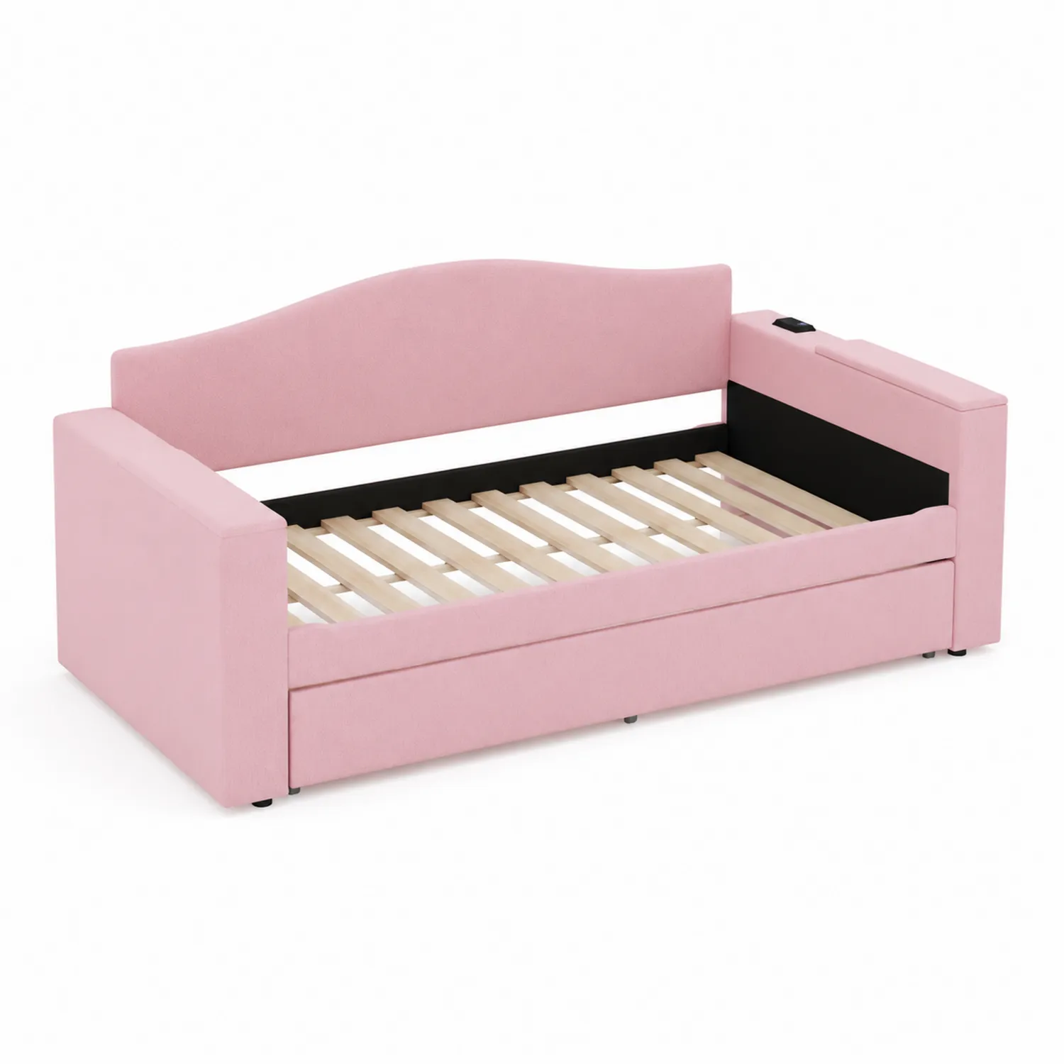 Letto da giorno in tessuto con cassettone Rosa 200x90 cm