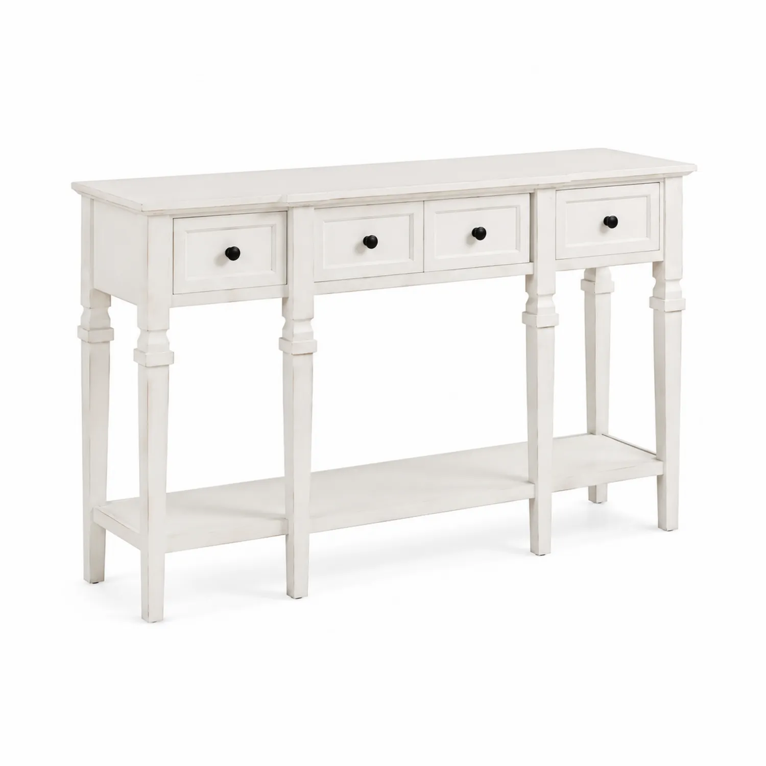 Consolle Rettangolare in Legno con Cassetti Bianco