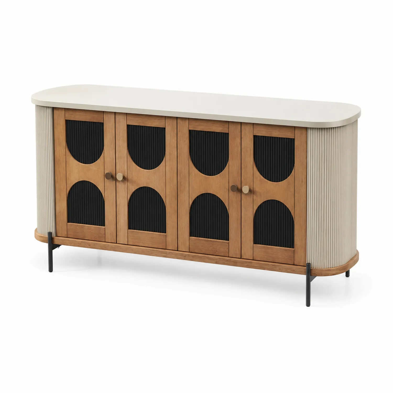Credenza in Legno e Metallo con Ripiani 160x40x80 cm Marrone/Nero