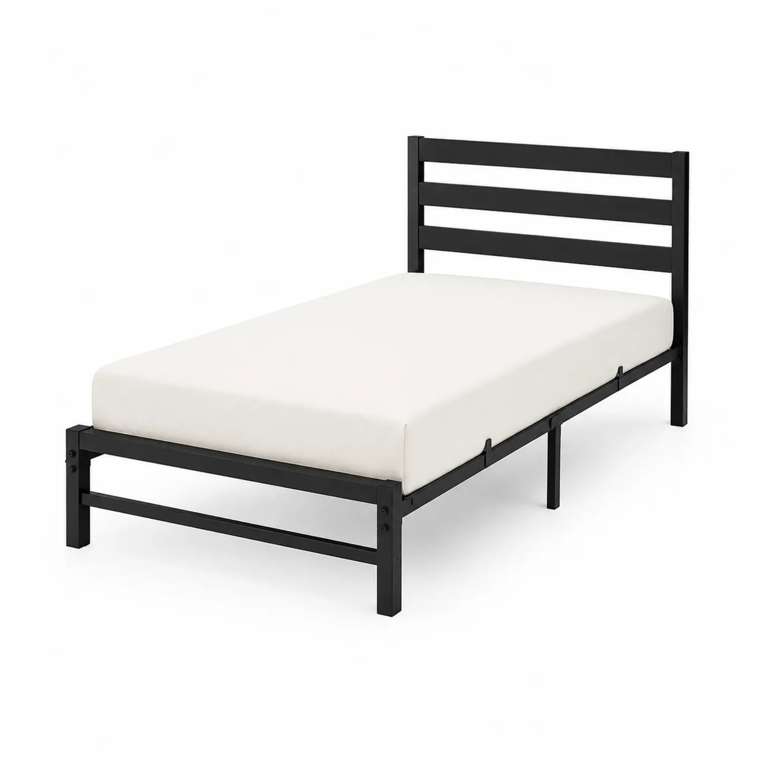 Letto singolo in acciaio nero con materasso 200x90 cm