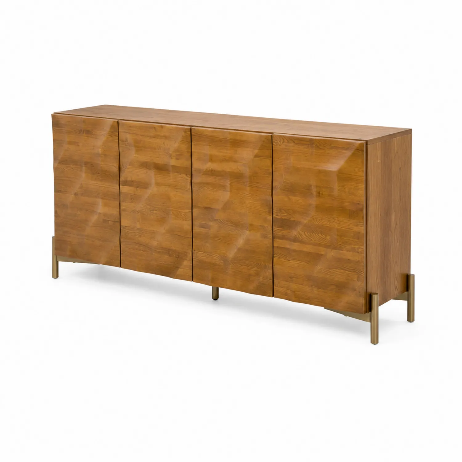 Credenza in Legno con Ante a Rilievo e Piedi in Metallo 180 x 40 x 84 cm